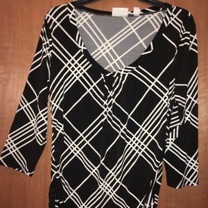 NY&C 3/4 Length Sleeve Top Black White NWOT